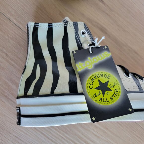 ⭐Converse Chuck 70 Hi Sz 7 Men's Shoes Zebra Print Canvas Glow Sneakers A15032C⭐ - Picture 9 of 11